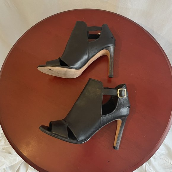 COACH Open Toe Black Bootie - Slightly Worn 9M 4" Heel - Picture 2 of 8